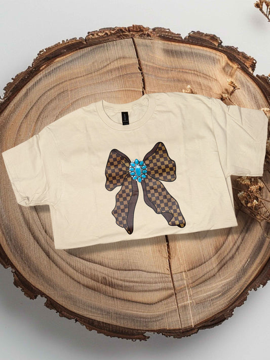 Checkered Bow Teal