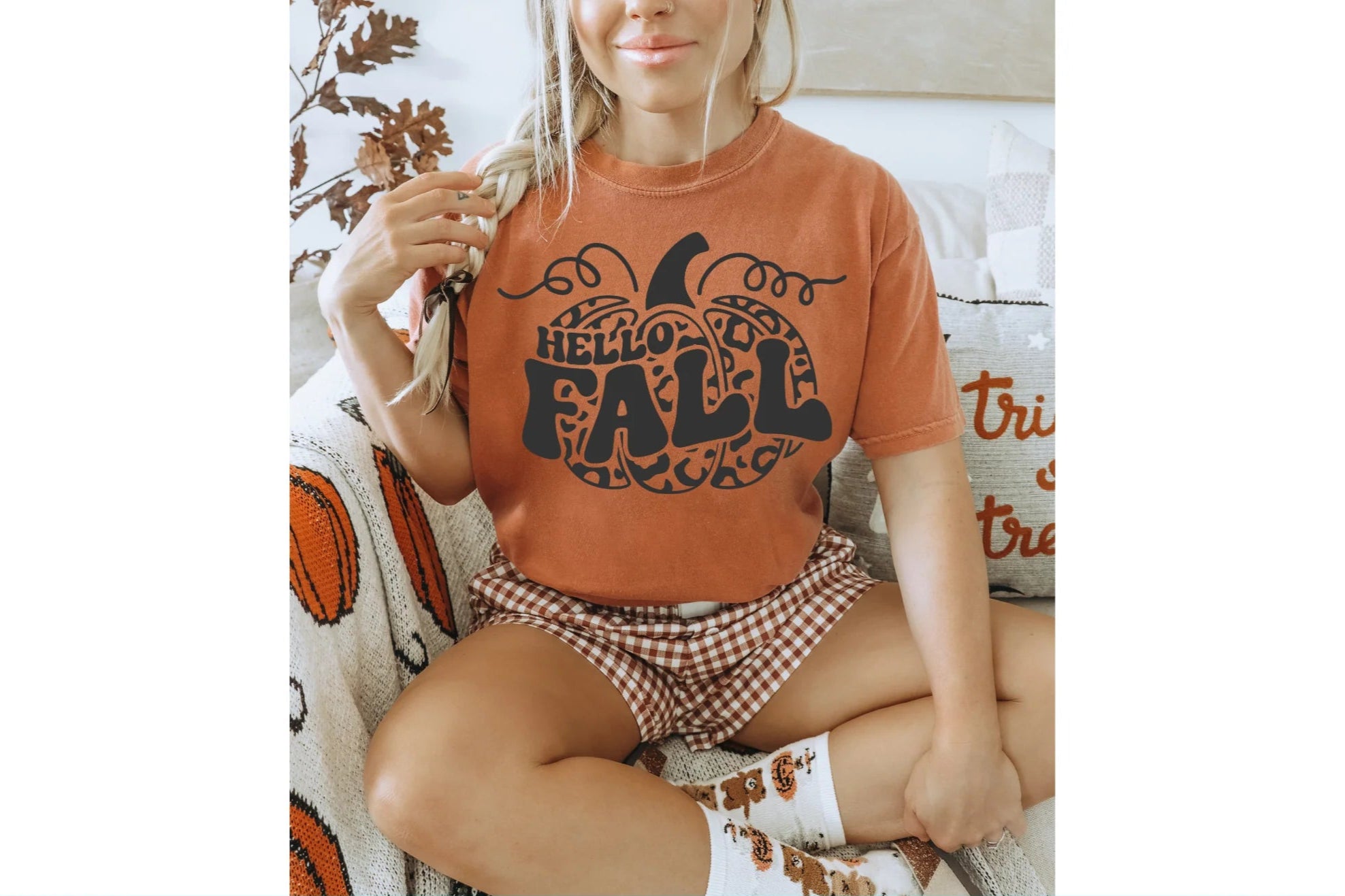 Hello Fall Cheetah Pumpkin