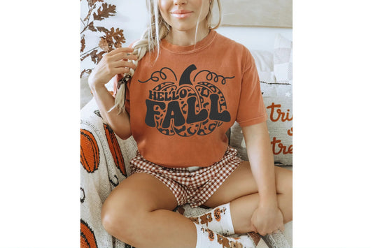 Hello Fall Cheetah Pumpkin