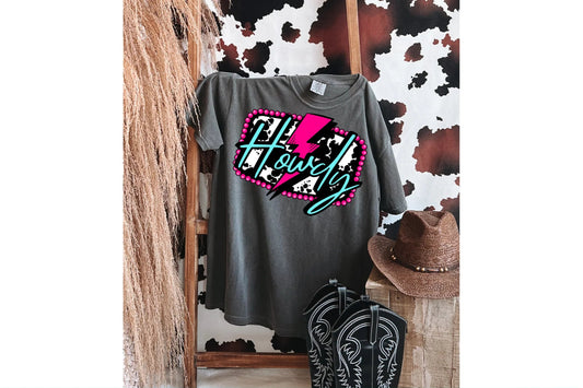 Howdy Cowhide Bolt Pink