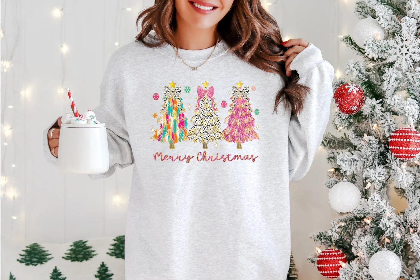 Merry Christmas Pink Gold Tree