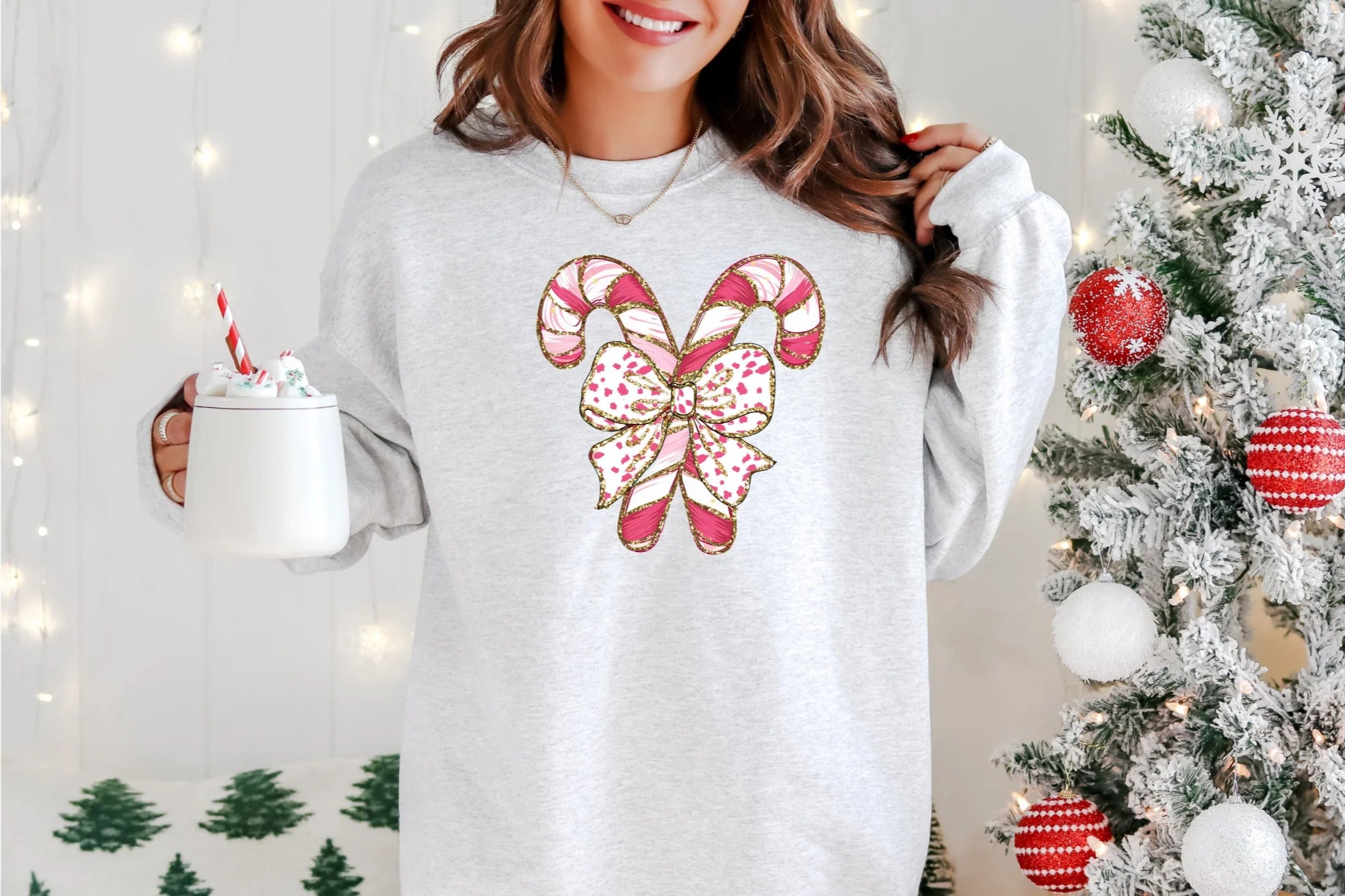 Pink Candy Cane Bow